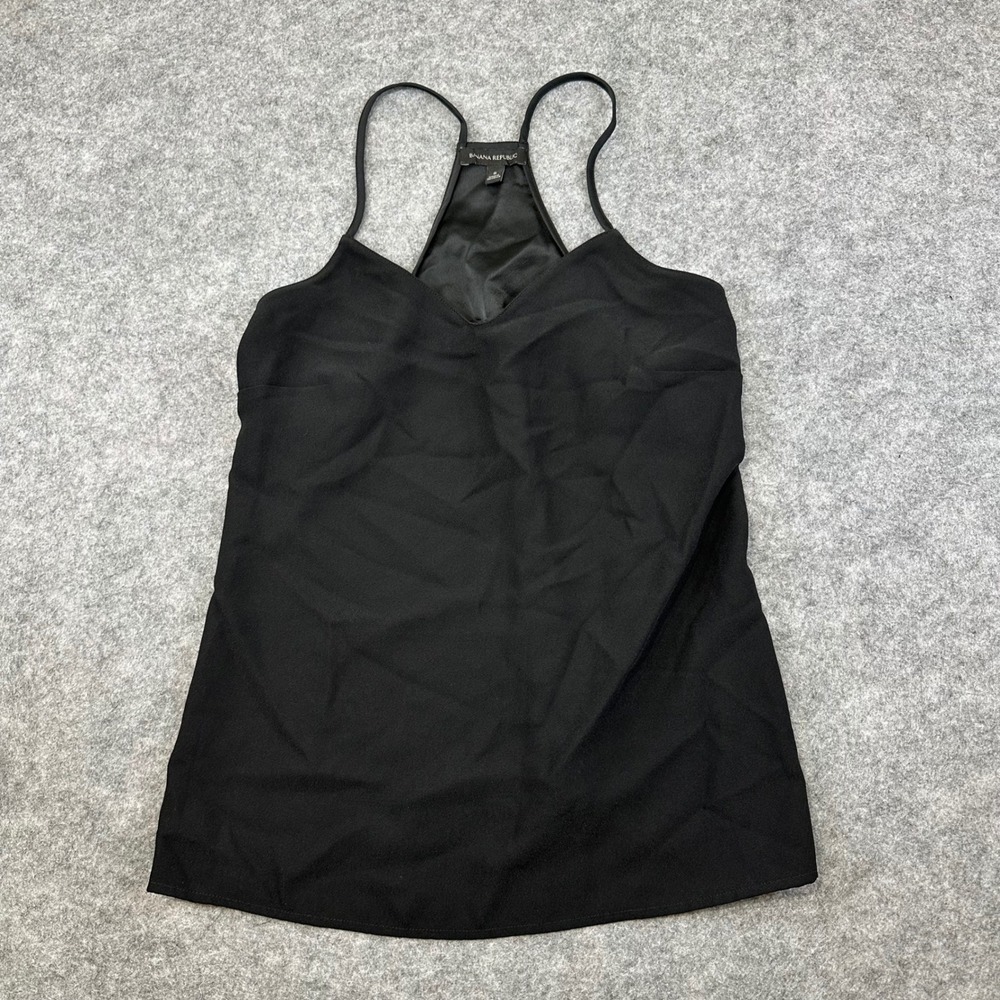 Banana Republic Cami Women Small Black Tank Top Racerback V-Neck Sleeveless